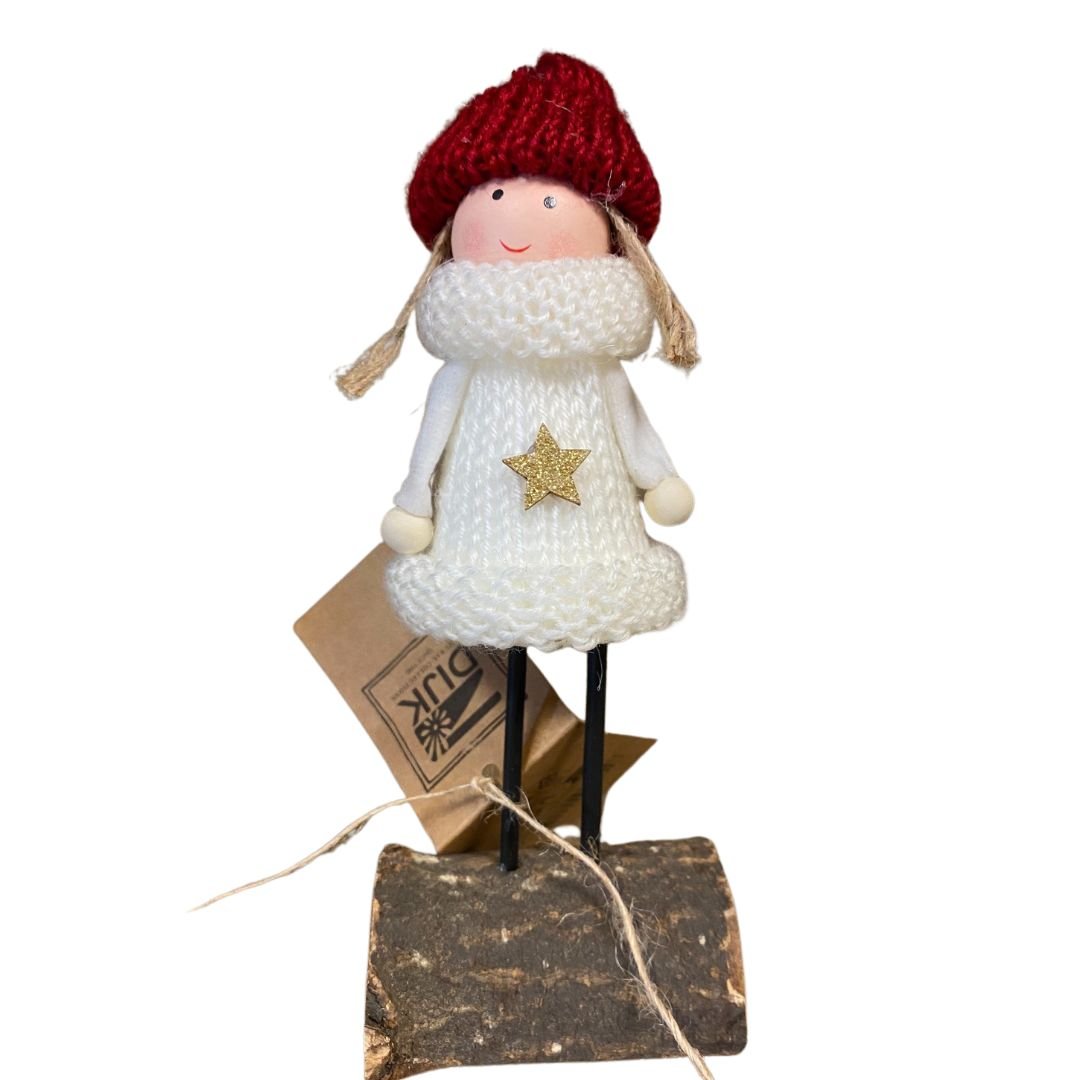 Bambolina Natalizia su base di Legno - Mondoprato