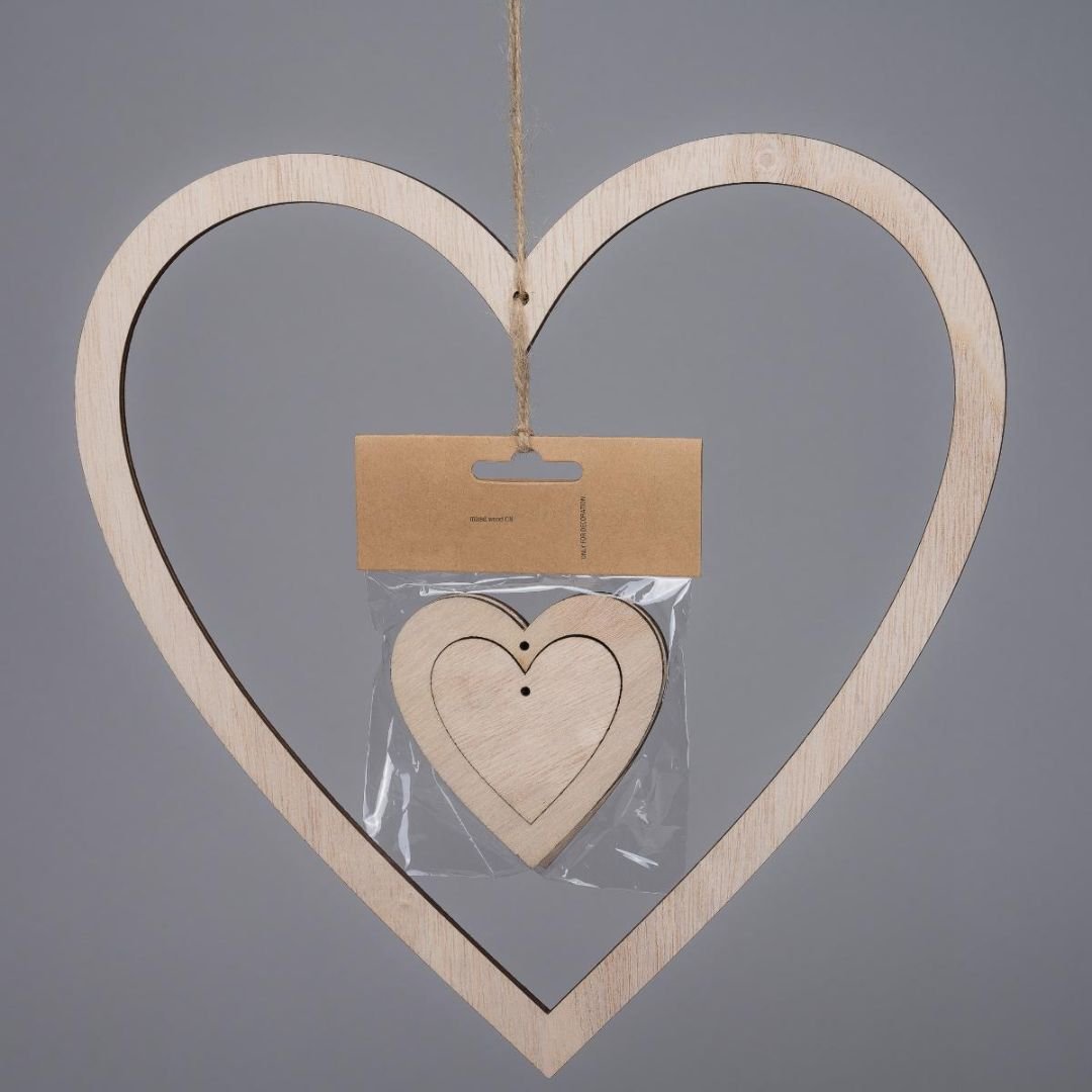 Cornice portafoto da parete in legno bianco a forma di due polaroid  incrociate unite da un piccolo cuore rosso,con due spazi per foto -  Pensieri San
