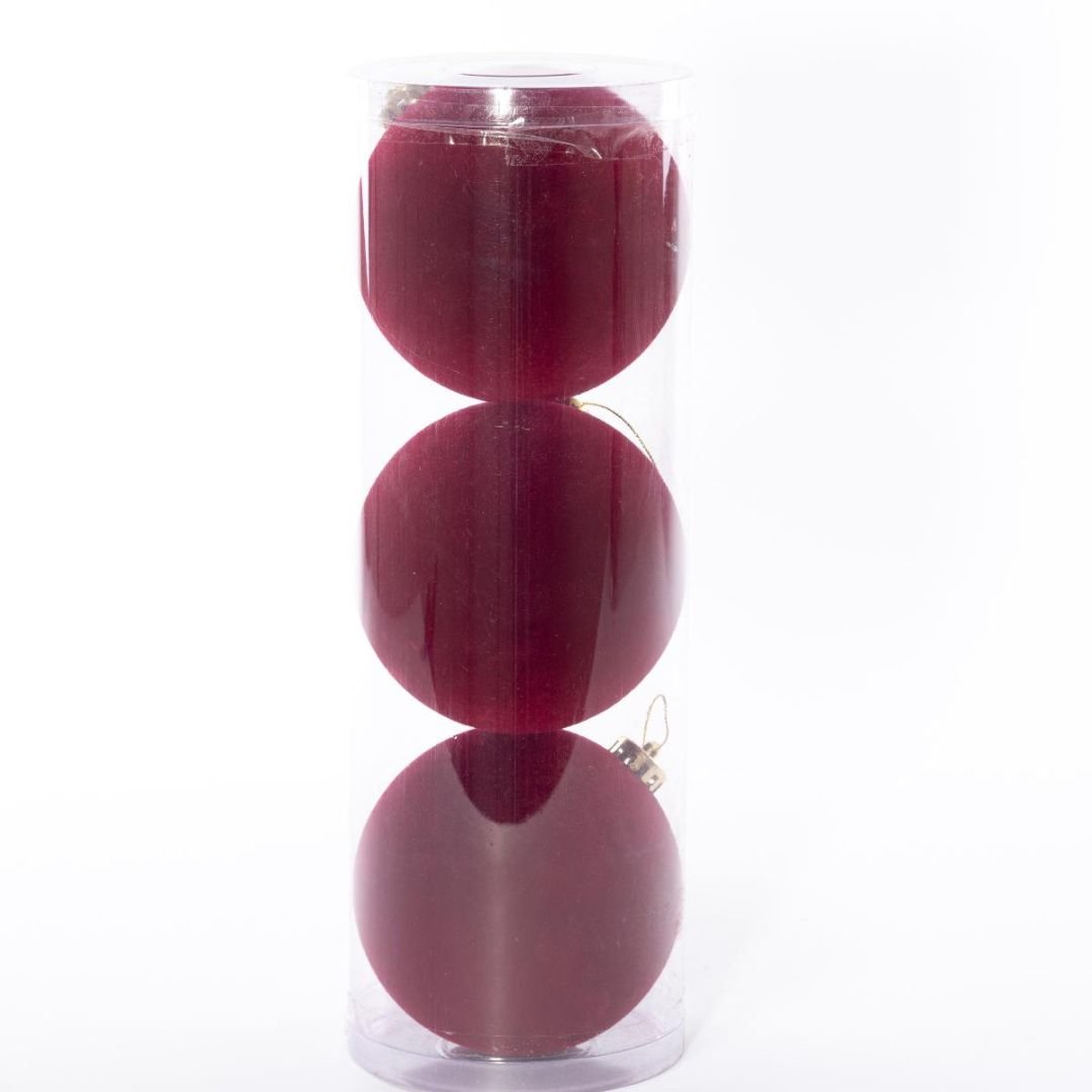 Palline in Velluto Bordeaux - 3 Pezzi - Mondoprato
