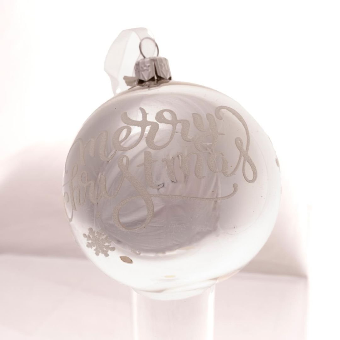 Palline in Vetro " Merry Christmas" - 6 Pezzi - Mondoprato