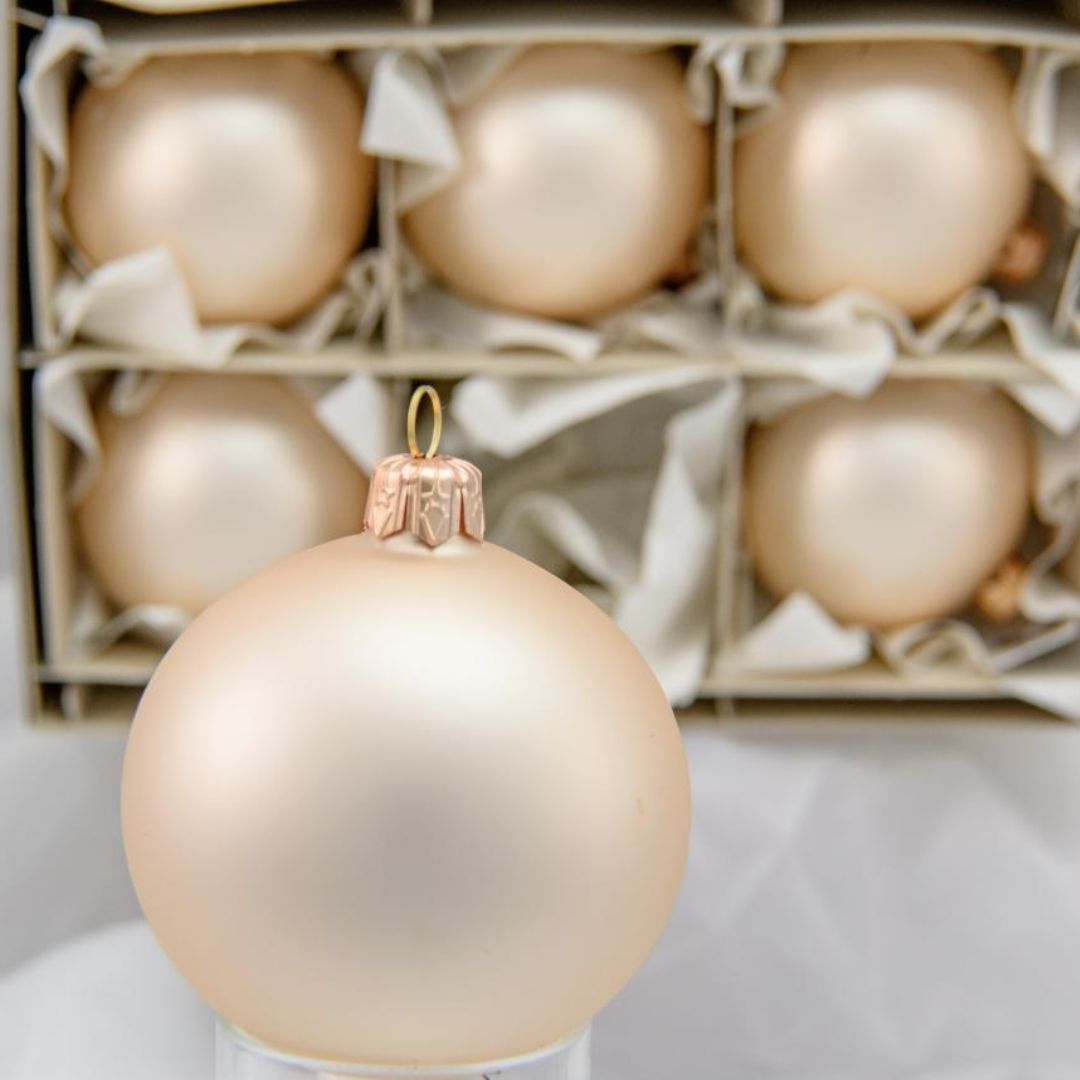Palline in Vetro Satinato Colore Champagne - 6 Pezzi - Mondoprato