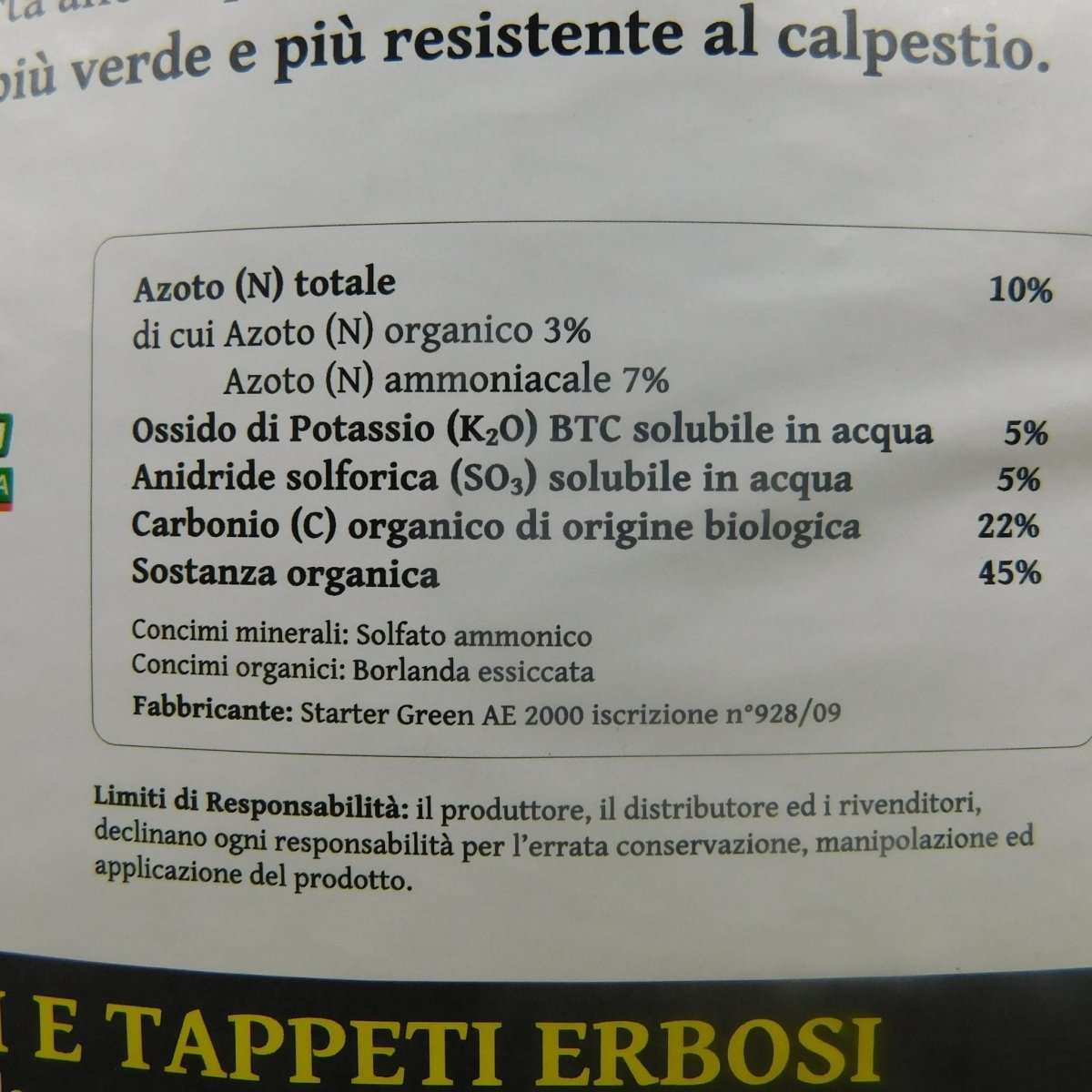 Turf plus Organo-Minerale 25kg - Mondoprato